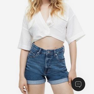 H&M Blue High waist denim shorts
